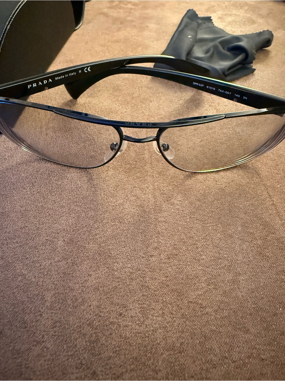 Prada Black Metal Semi-Rim Eyeglasses